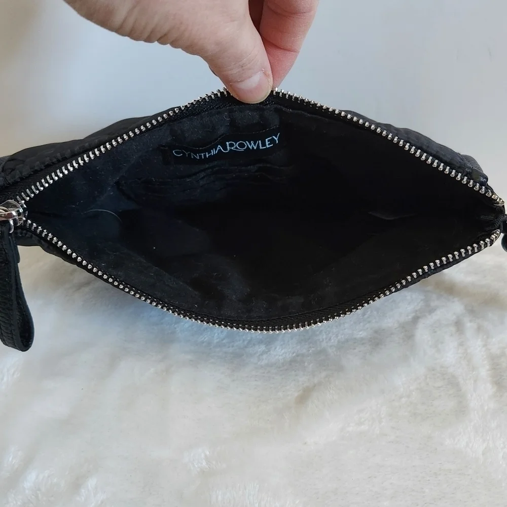 Cynthia Rowley Black Nylon Padded Quilted Large Wristlet Wallet